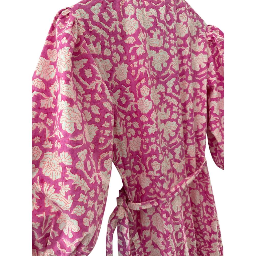 SZ Blockprints Haze Full Wrap Dress Eva Pink Size Small - Picture 11 of 12